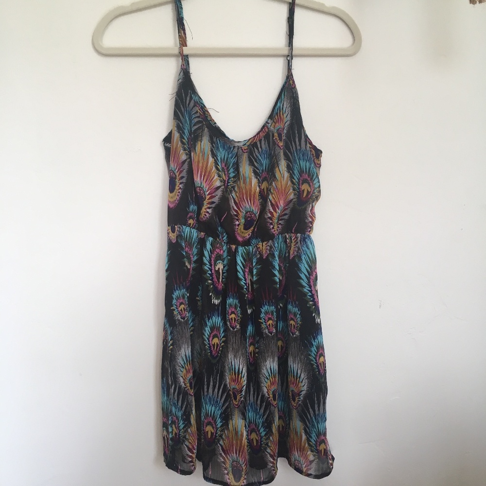 Bright feather flowy dress